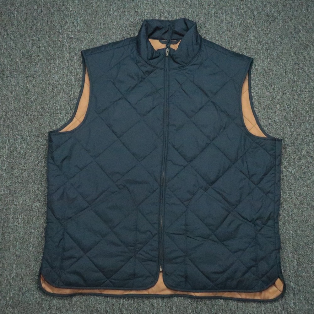 J Crew Vest Mens Extra‎ Large Blue Walker Quilted Full Zip Pockets NWT